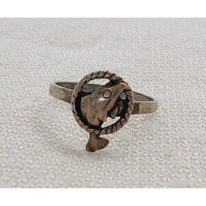 Vintage Sterling Silver Dolphin Jumping Thru Hoop Ring Size 7.75